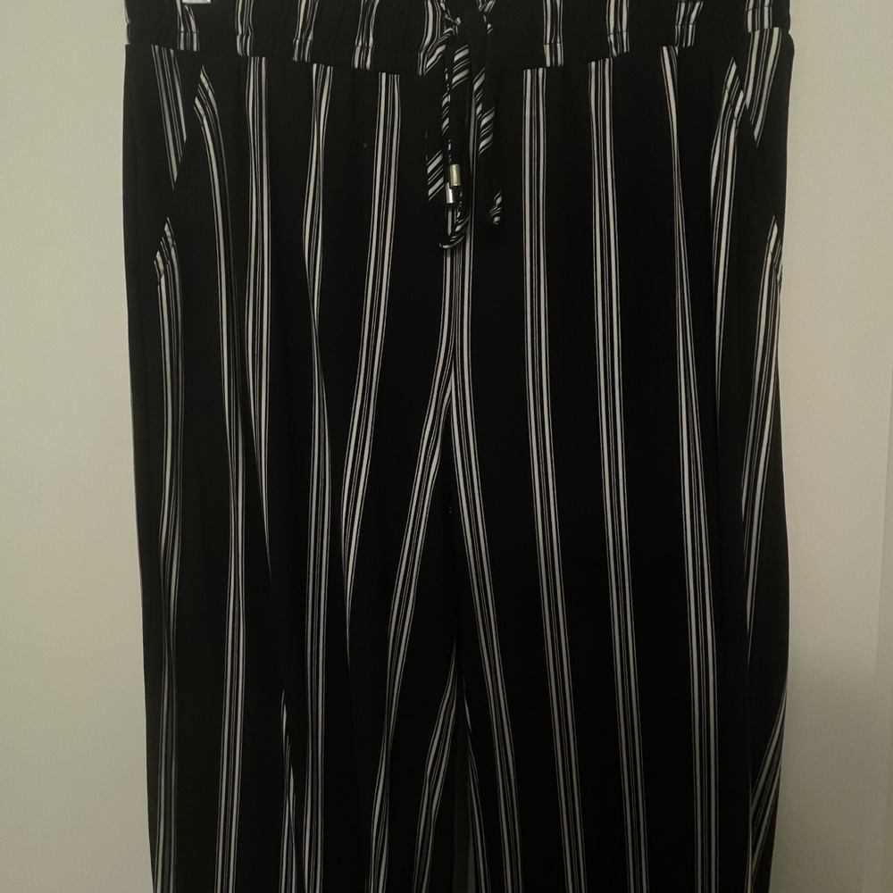 Lightweight, loose black/white striped pants